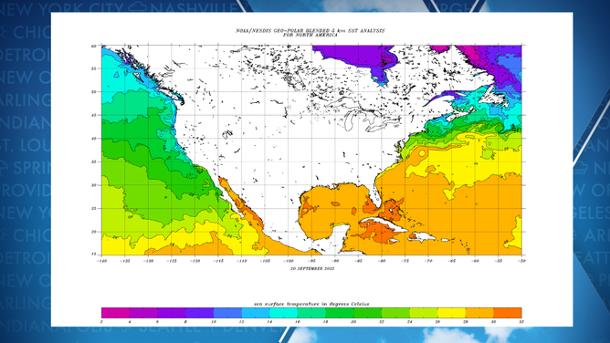 Water temperatures along North America