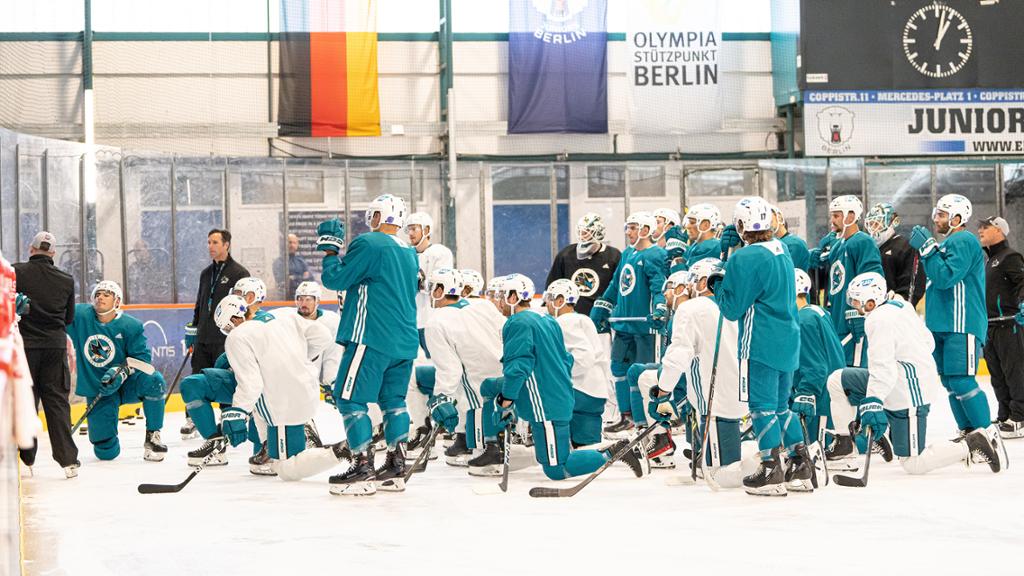 Sharks put in extra work during first NHL Global Series practice