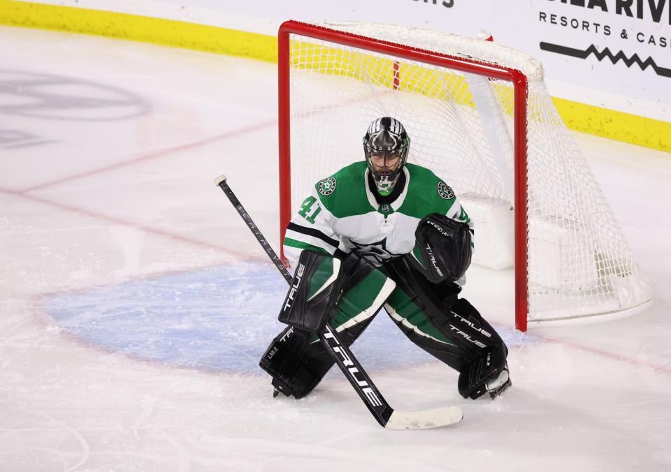 Stars defeat Panthers 6-4; Dallas goalie carted off ice