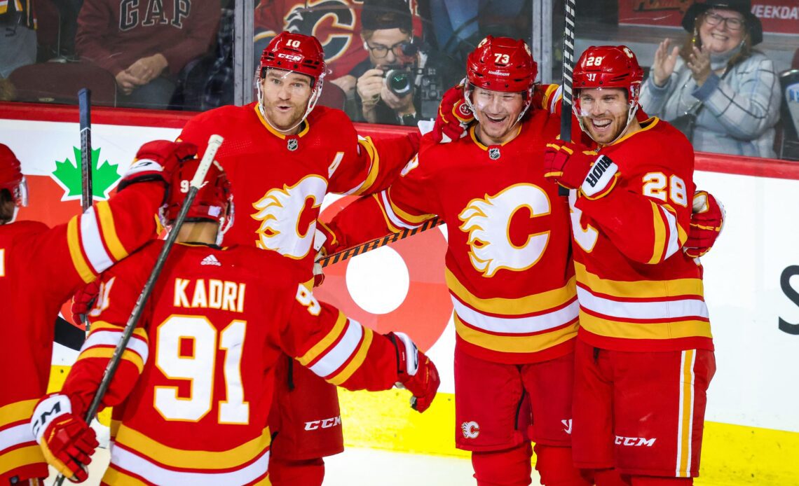 Toffoli, Lindholm post 3 points each to help Flames edge Kings in high-scoring affair