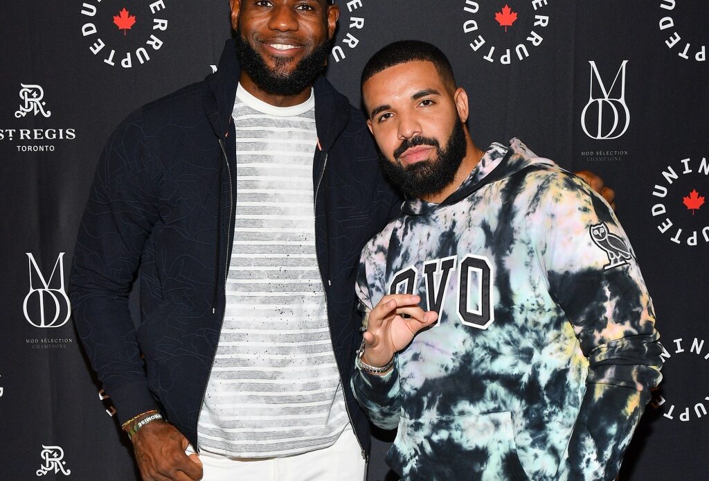 Lebron James is pictured with rapper Drake.