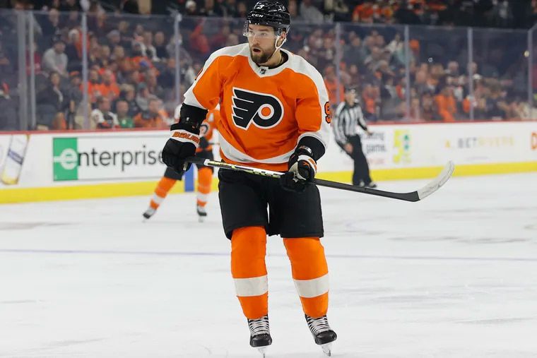 Flyers defenseman Ivan Provorov on the ice against the New Jersey Devils in December. Provorov did not participate in the Flyers' warmups ahead of their game Tuesday on Pride Night because of his "religious beliefs."