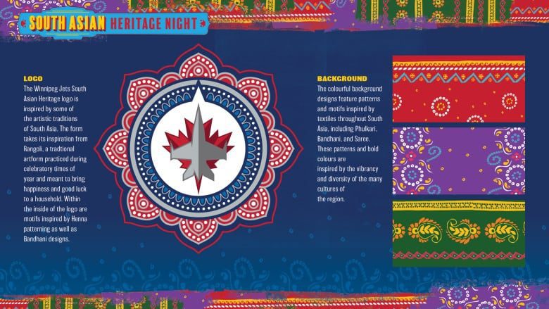 A graphic produced by the team shows details about the Winnipeg Jets South Asian heritage night logo.