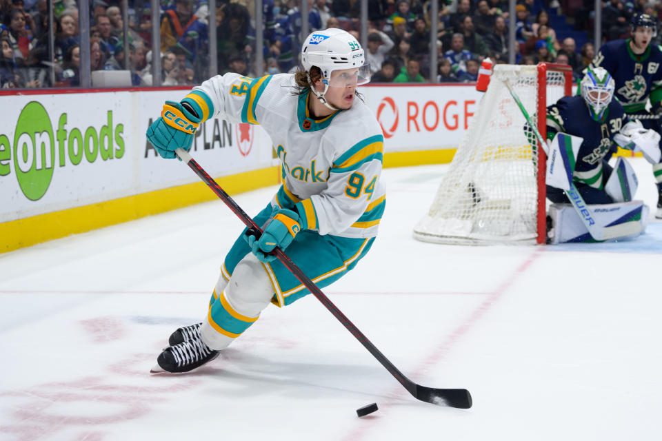 Alexander Barabanov #94 of the San Jose Sharks has fantasy value