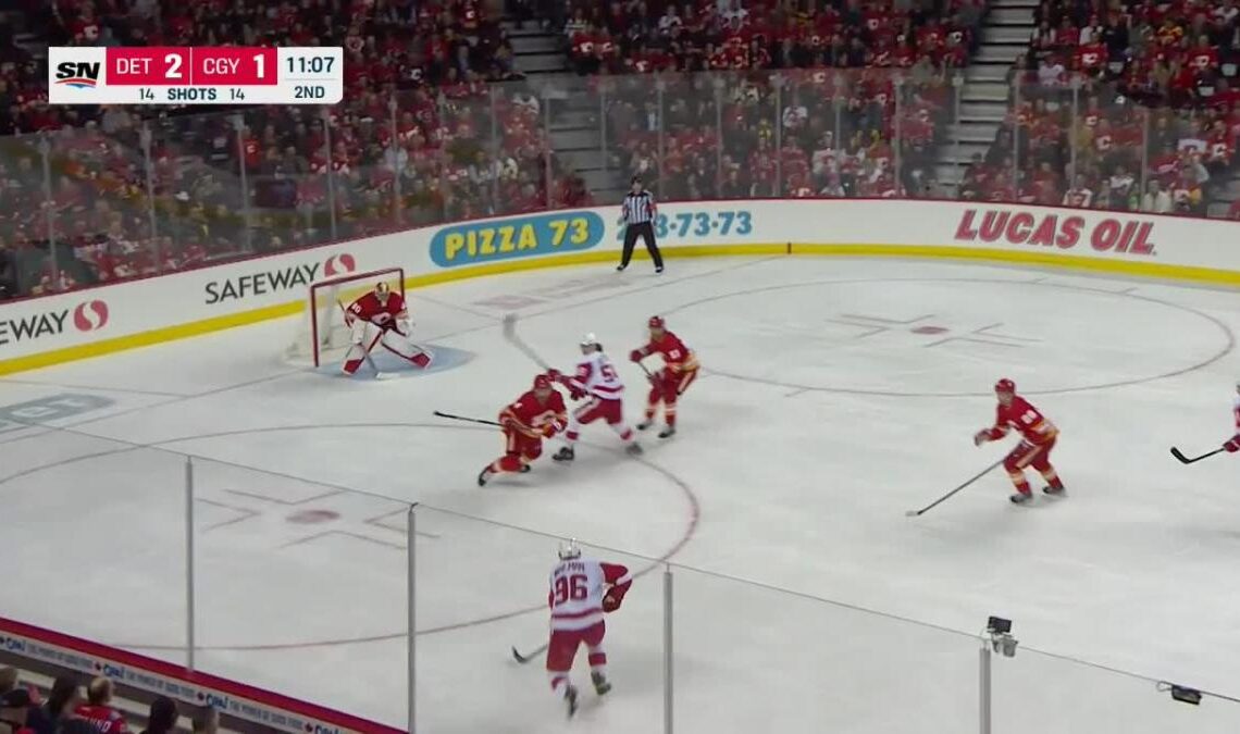 Dillon Dube with a Goal vs. Detroit Red Wings