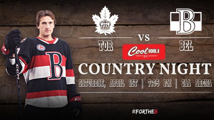 Belleville Sens and Cool 100 to host “Country Night” on April 1