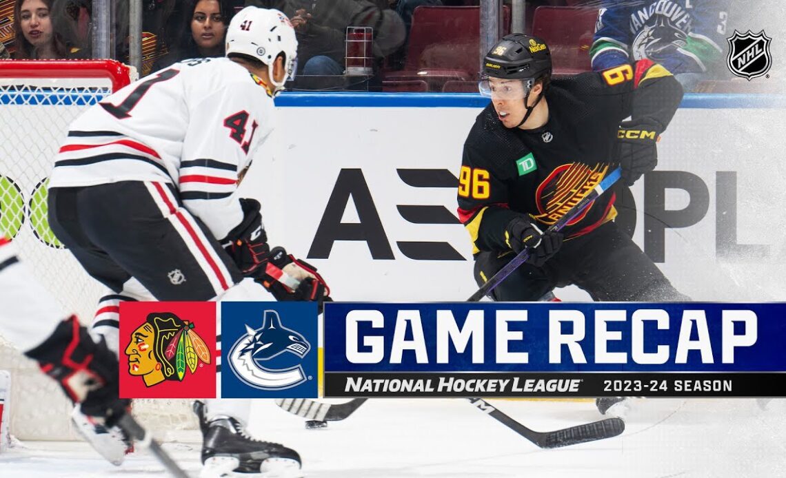 Blackhawks @ Canucks 1/22 | NHL Highlights 2024