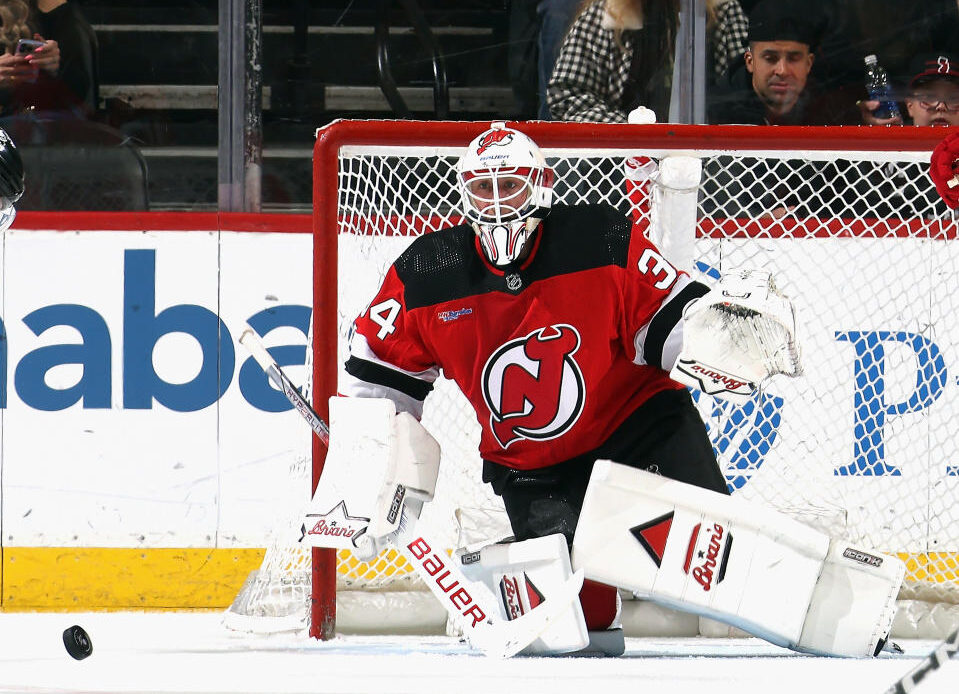 Jake Allen #34 of the New Jersey Devils. (Photo by Bruce Bennett/Getty Images)