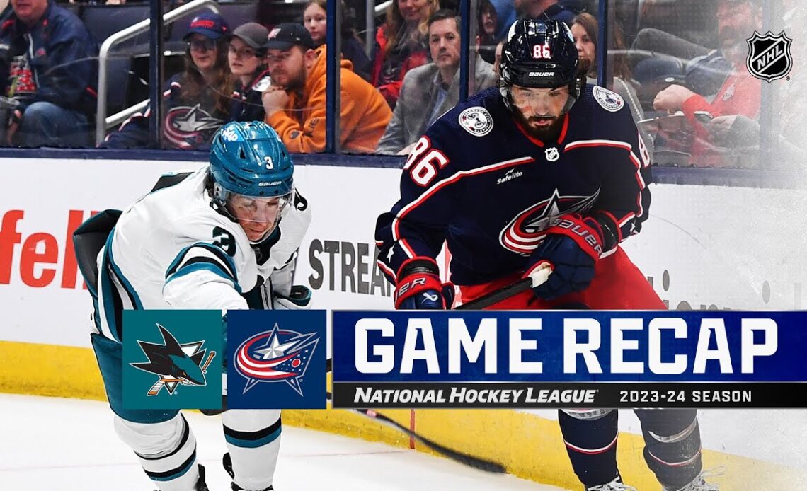 Sharks @ Blue Jackets 3/16 | NHL Highlights 2024