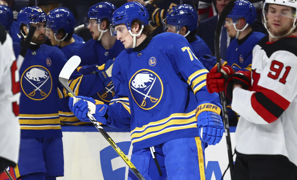 Tage Thompson's 4-goal night rallies Buffalo Sabres to 5-2 win over the New Jersey Devils