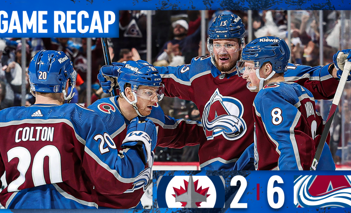 Avalanche Score Five in Third, Rally Past Jets in Game Three to Take Series Lead
