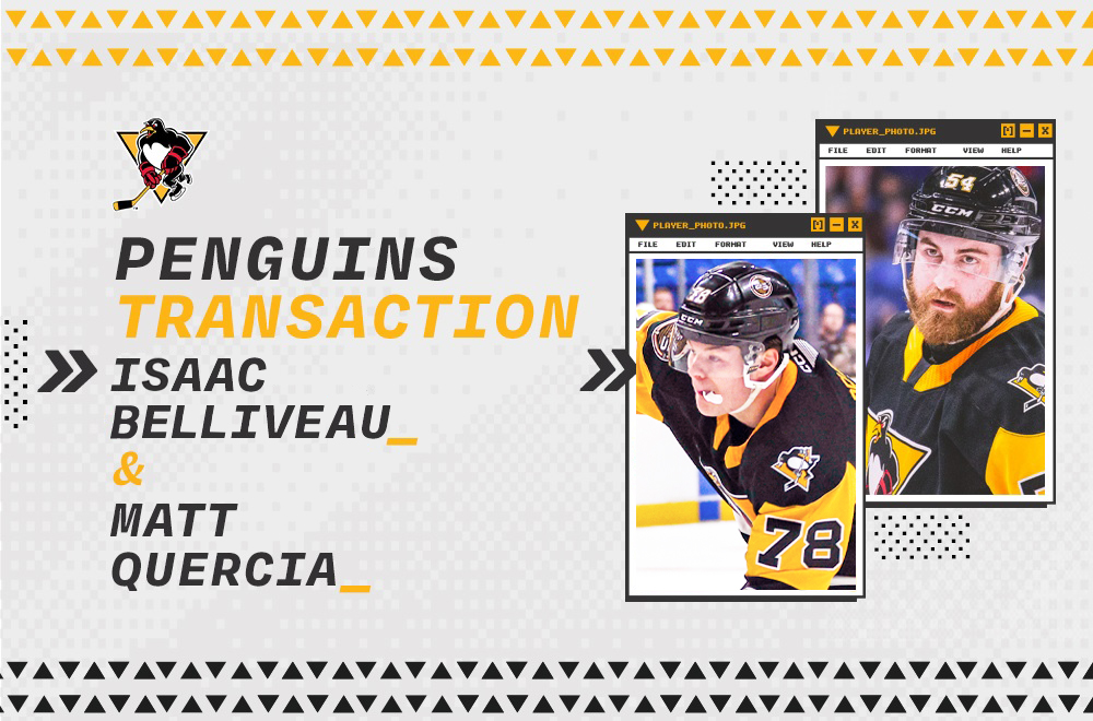 BELLIVEAU REASSIGNED TO PENS, QUERCIA SIGNS PTO