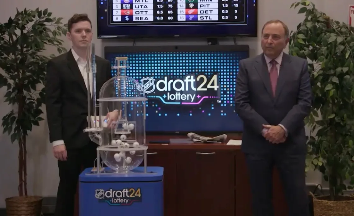 Gary Bettman conducts the 2024 NHL Draft Lottery