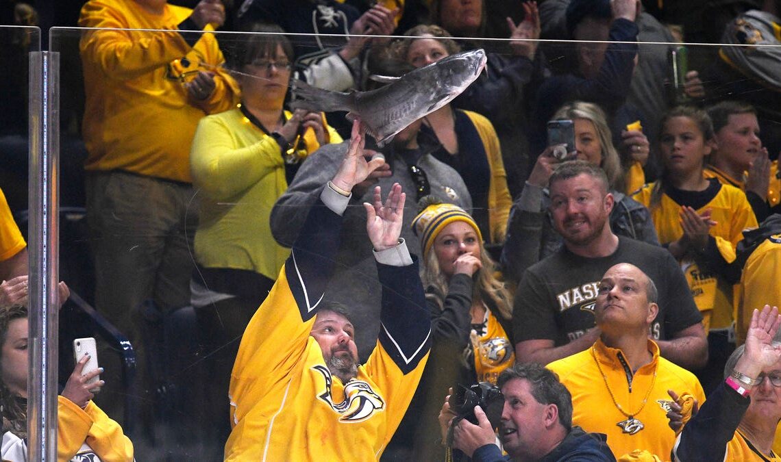 Why do Nashville Predators fans throw catfish on ice in NHL playoffs?