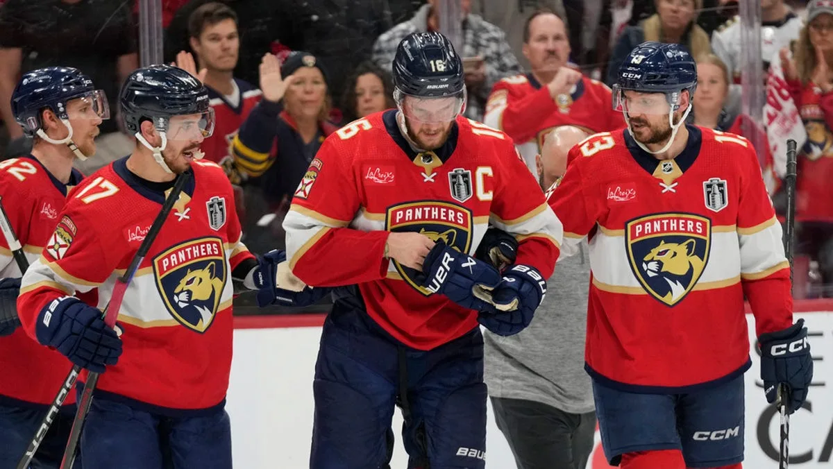 Barkov back on ice; Northern Michigan's Potulny steps down